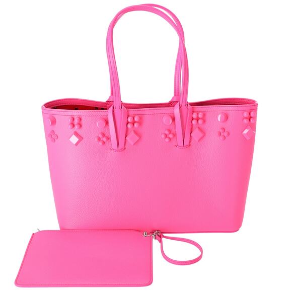 Christian Louboutin Cabata Small Tote Bag Neon Pink Leather - Picture 1 of 7